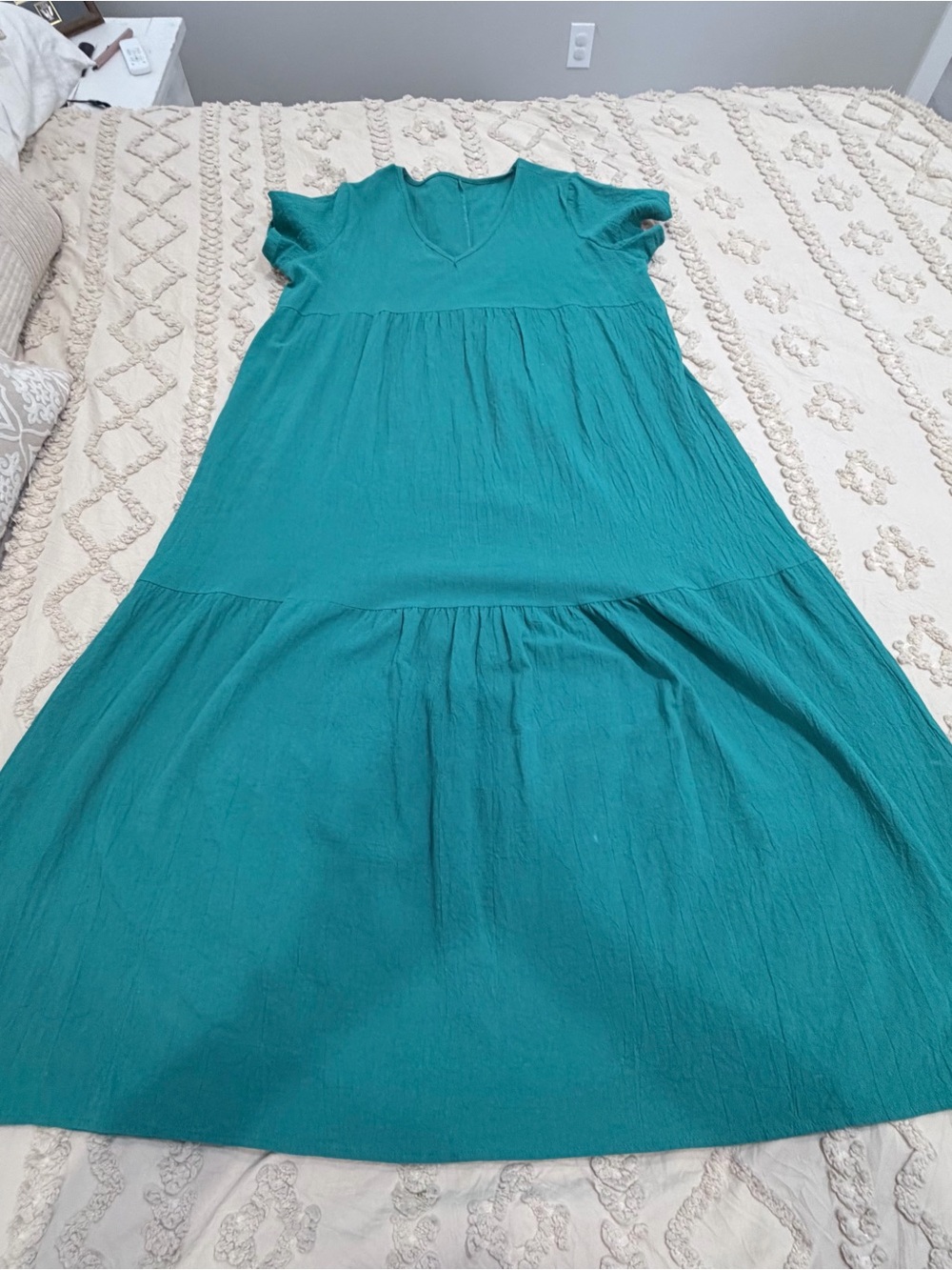 Amazon Teal V-Neck Maxi Dress